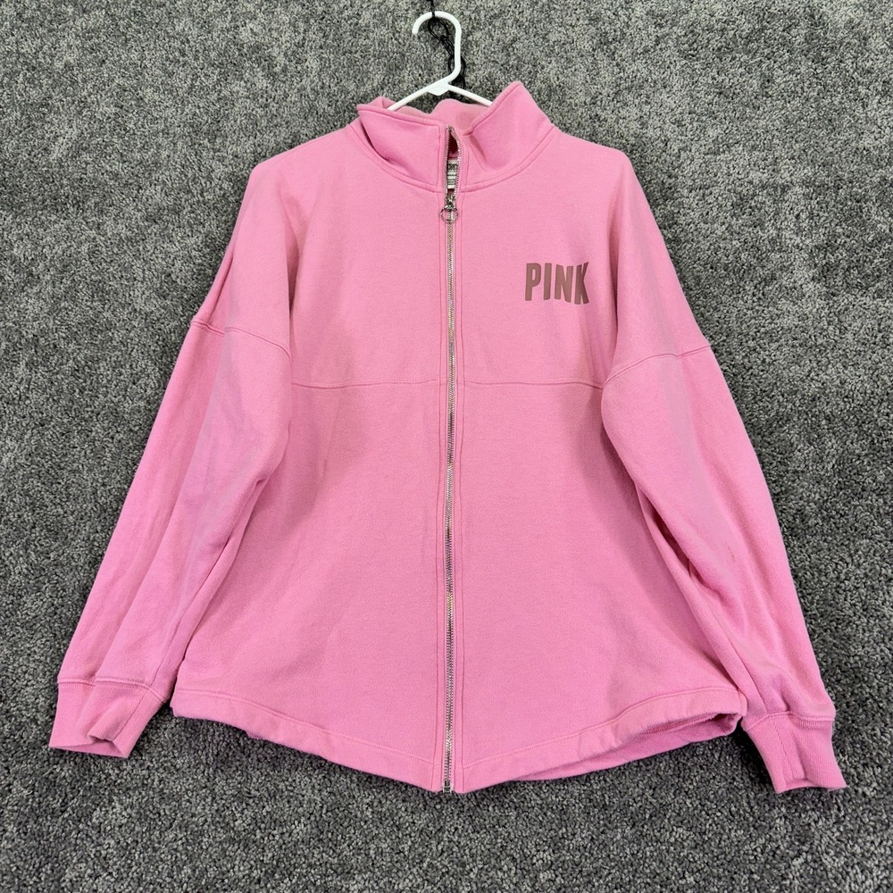 PINK Victoria's Secret Sweatshirt Womens Small Pink Full Zip Logo Casual City